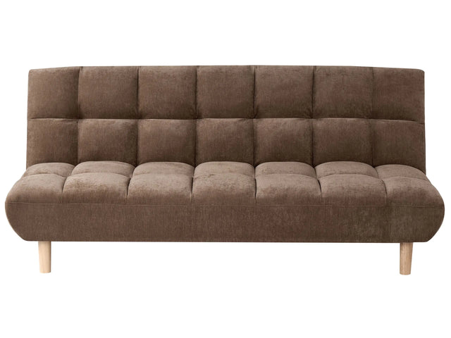 Sofa Bed Brown Fabric Upholstery Wooden Legs 2 Seater Tufted Backrest Ouilted Seat Modern Design Armless Beliani
