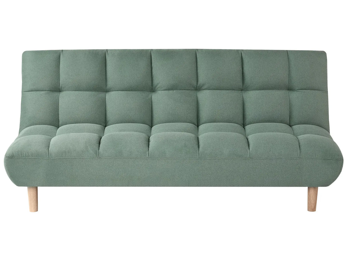 Sofa Bed Light Green Fabric Upholstery Wooden Legs 2 Seater Tufted Backrest Ouilted Seat Modern Design Armless Beliani