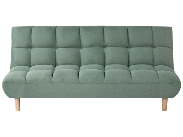 Sofa Bed Light Green Fabric Upholstery Wooden Legs 2 Seater Tufted Backrest Ouilted Seat Modern Design Armless Beliani