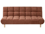 Sofa Bed Golden Brown Fabric Upholstery Wooden Legs 2 Seater Tufted Backrest Ouilted Seat Modern Design Armless Beliani