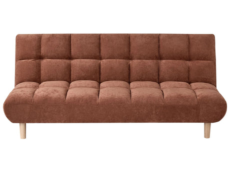 Sofa Bed Golden Brown Fabric Upholstery Wooden Legs 2 Seater Tufted Backrest Ouilted Seat Modern Design Armless Beliani