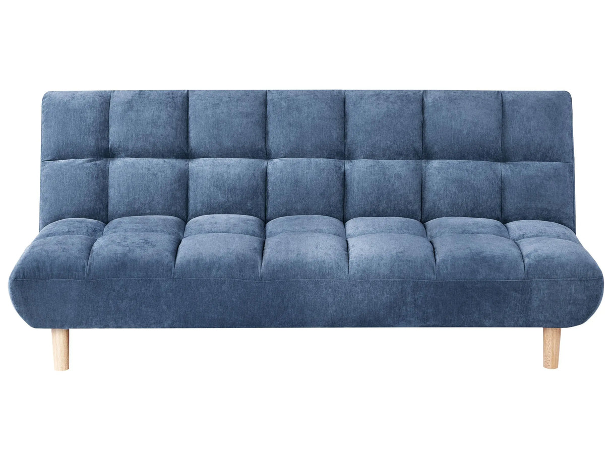 Sofa Bed Blue Fabric Upholstery Wooden Legs 2 Seater Tufted Backrest Ouilted Seat Modern Design Armless Beliani