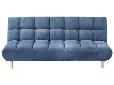 Sofa Bed Blue Fabric Upholstery Wooden Legs 2 Seater Tufted Backrest Ouilted Seat Modern Design Armless Beliani