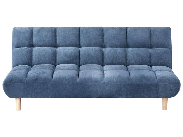 Sofa Bed Blue Fabric Upholstery Wooden Legs 2 Seater Tufted Backrest Ouilted Seat Modern Design Armless Beliani