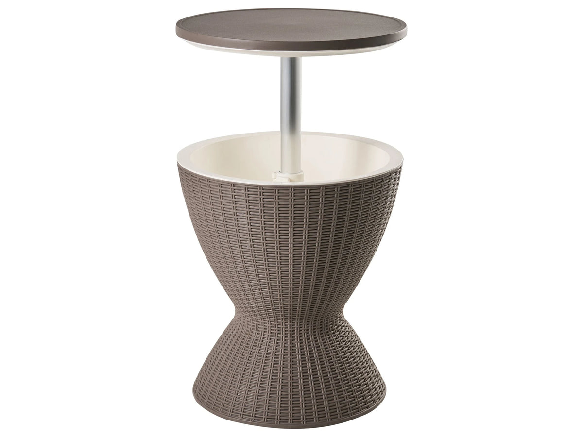 Garden Cool Bar Brown Polypropylene Built-in Cooler  49 cm Round Height Adjustement Mechanism Tabletop Beliani