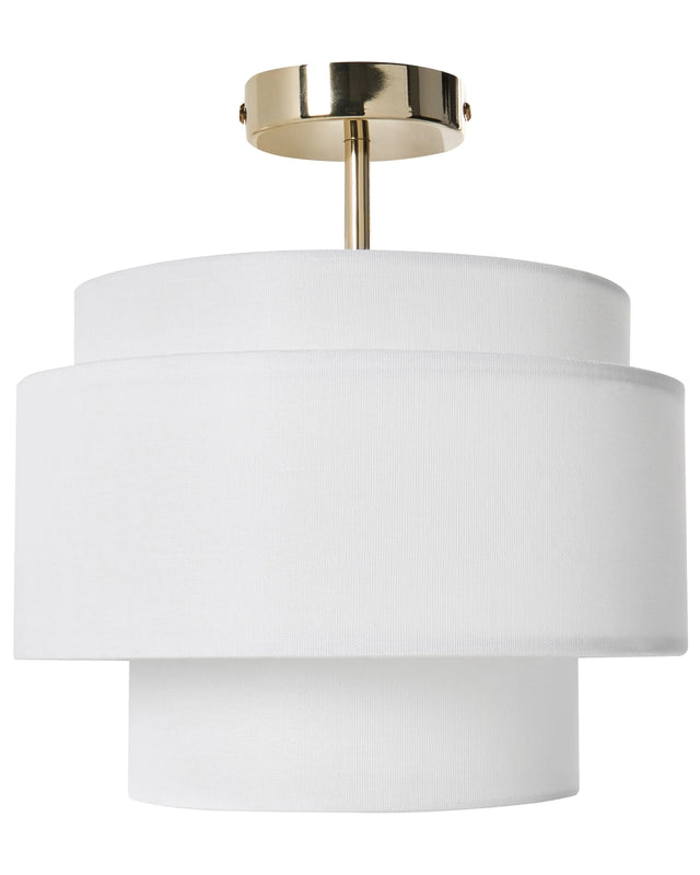 Pendant Lamp Off-White Metal Base Layered Fabric Shade Modern Style Living Room Dining Room Beliani