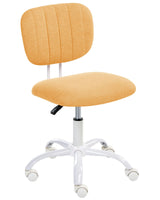 Desk Chair Orange Fabric Upholstery Iron Frame Swivel Adjustable Height Armless Home Office Kids Room Beliani
