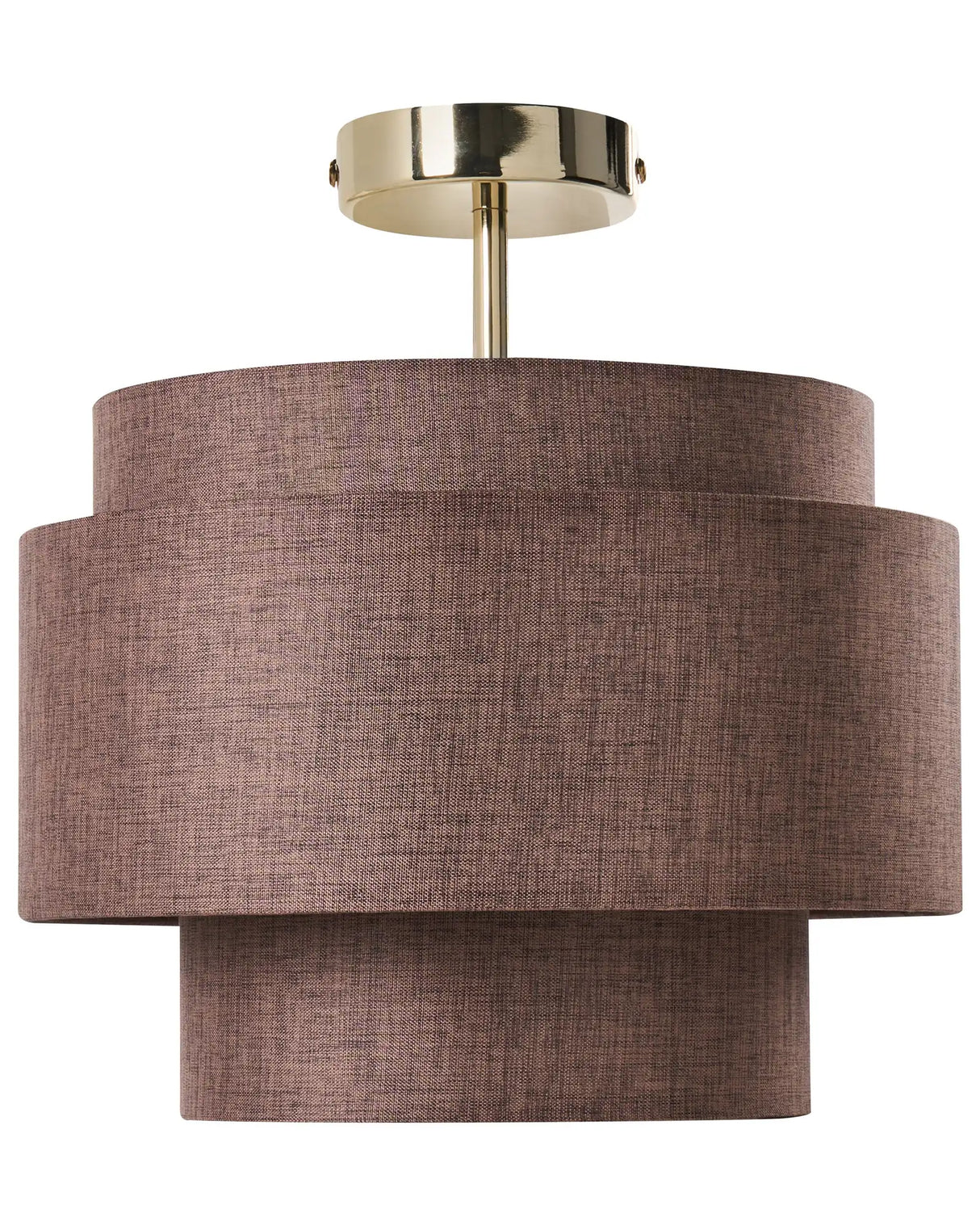 Pendant Lamp Brown Metal Base Layered Fabric Shade Modern Style Living Room Dining Room Beliani