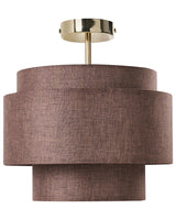 Pendant Lamp Brown Metal Base Layered Fabric Shade Modern Style Living Room Dining Room Beliani