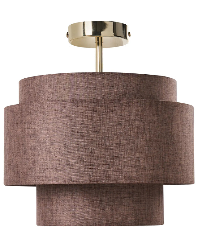 Pendant Lamp Brown Metal Base Layered Fabric Shade Modern Style Living Room Dining Room Beliani