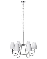 6-Light Pendant Chandelier Silver Metal Base Fabric Shades Traditional Style Living Room Dining Room Beliani