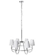 6-Light Pendant Chandelier Silver Metal Base Fabric Shades Traditional Style Living Room Dining Room Beliani