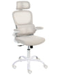 Office Chair Beige Mesh Upholstery Iron Base Swivel Adjustable Height Headrest and Padded Armrests Tilting Backrest with Lock Mechanism Home Office Modern Beliani