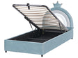 Bed Blue Velvet Upholstered Frame Headrest 3ft EU Single Size Bedroom with Storage Kids Room Modern Traditional Beliani