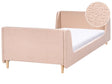 Bed Beige Boucle Upholstered Frame Headrest 3ft EU Single Size Bedroom Kids Room Modern Traditional Beliani