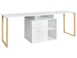 Home Office Desk White Particle Board Modular Tabletop Corner with Storage Drawers and Shelves Beliani