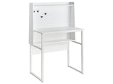 Home Office Desk White Particle Board with Open Shelves with Pegboard Wall Beliani