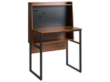 Home Office Desk Dark Brown Particle Board with Open Shelves with Pegboard Wall Beliani