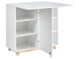 Fold Down Desk with Storage White Particle Board Hidden Desk Cabinet Open Shelves Beliani