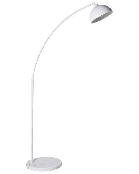 Floor Lamp White Marble Base Metal Frame Adjustable Shade Arc Modern Style Living Room Bedroom Beliani