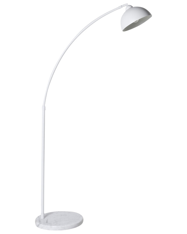 Floor Lamp White Marble Base Metal Frame Adjustable Shade Arc Modern Style Living Room Bedroom Beliani