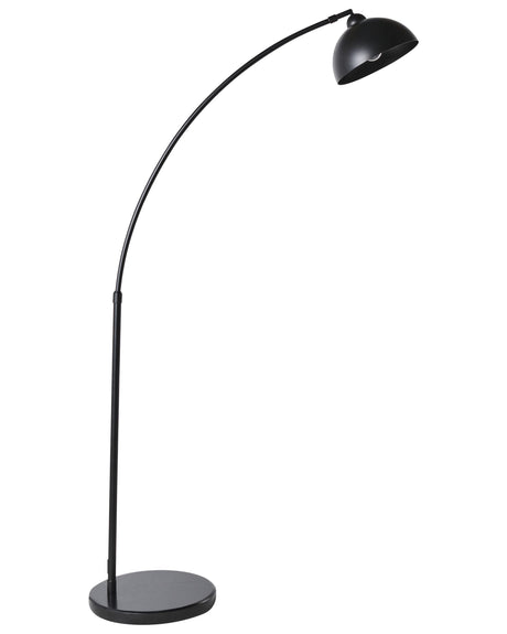 Floor Lamp Black Marble Base Metal Frame Adjustable Shade Arc Modern Style Living Room Bedroom Beliani