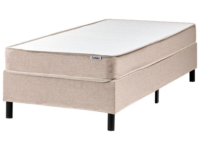 Divan Bed Beige Polyester Upholstery EU Single Size 3ft Without Headboard Pocket Spring Mattress Bedroom Beliani