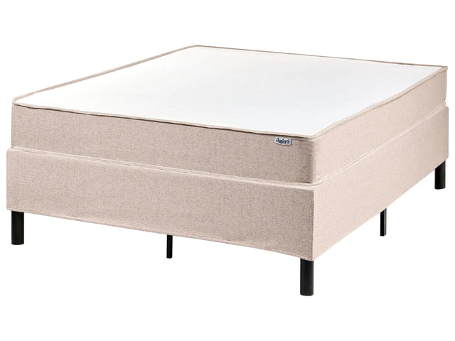 Divan Bed Beige Polyester Upholstery EU Small Double Size 4ft Without Headboard Pocket Spring Mattress Bedroom Beliani