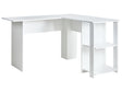 Home Office Corner Desk White Particle Board with Open Shelves Storage L-Shaped Tabletop Beliani