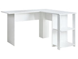 Home Office Corner Desk White Particle Board with Open Shelves Storage L-Shaped Tabletop Beliani