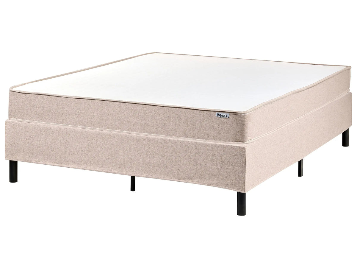Divan Bed Beige Polyester Upholstery EU Small Double Size 4ft6 Without Headboard Pocket Spring Mattress Bedroom Beliani