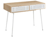 Home Office Desk Light Brown Particle Board with Drawers Wood-Like Finish Beliani
