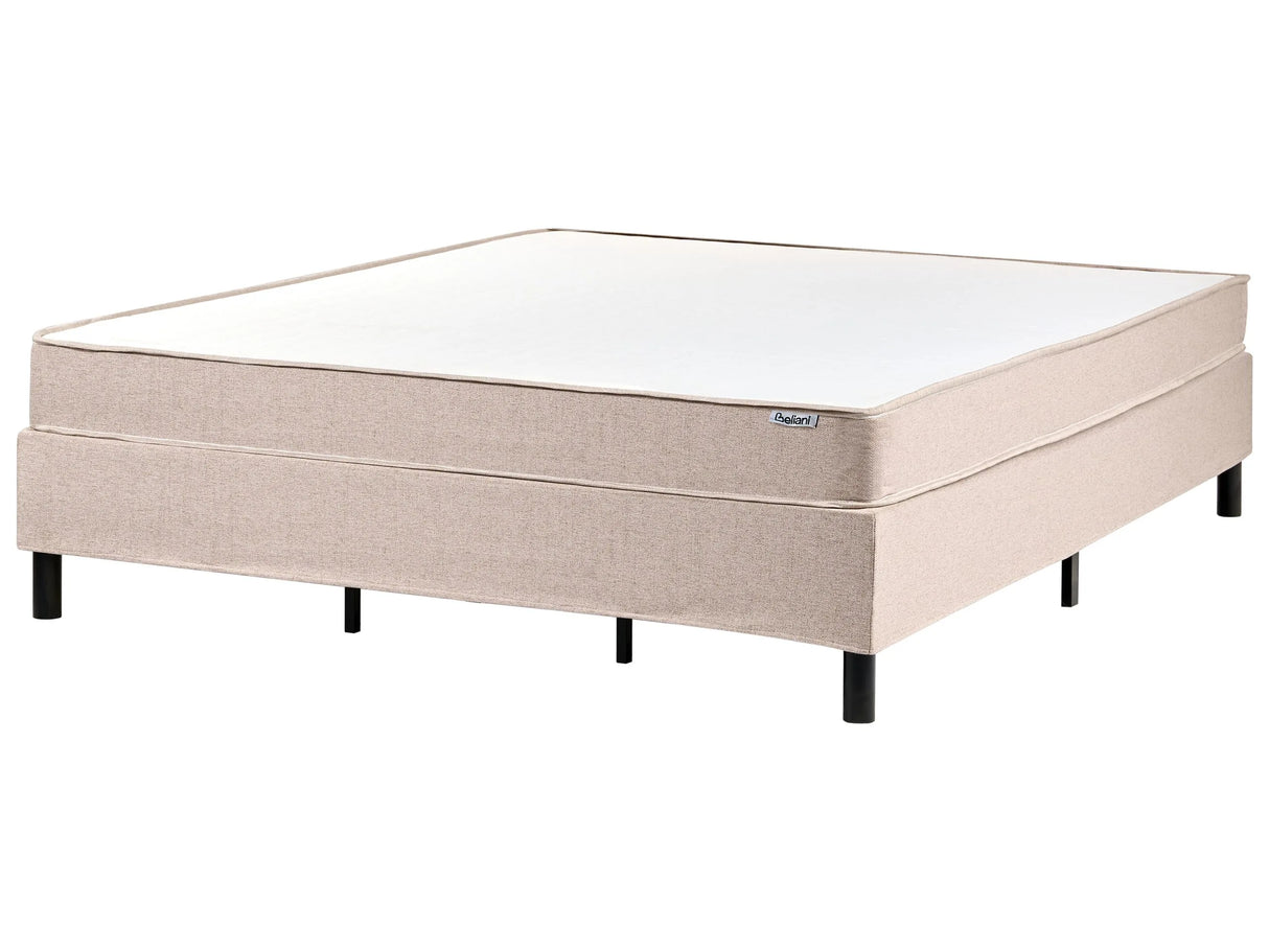 Divan Bed Beige Polyester Upholstery EU Small Double Size 6ft Without Headboard Pocket Spring Mattress Bedroom Beliani