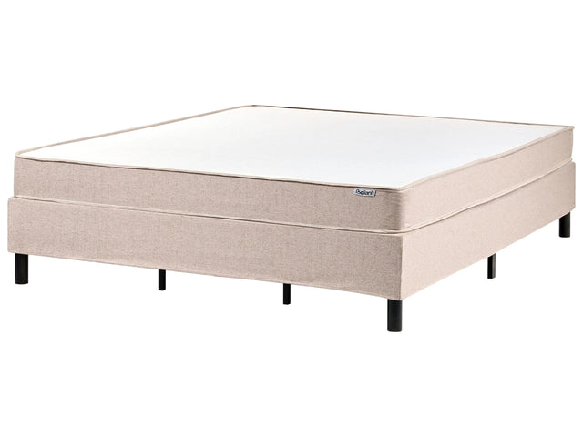 Divan Bed Beige Polyester Upholstery EU Small Double Size 6ft Without Headboard Pocket Spring Mattress Bedroom Beliani