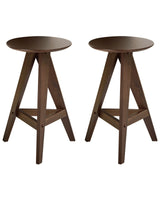 Set of 2 Stools Dark Brown Rubber Wood Retro Style Dining Room Kitchen Beliani