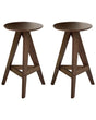 Set of 2 Stools Dark Brown Rubber Wood Retro Style Dining Room Kitchen Beliani