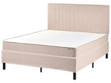 Divan Bed Beige Polyester Upholstery EU Double Size 4ft6 with Headboard Pocket Spring Mattress Bedroom Beliani