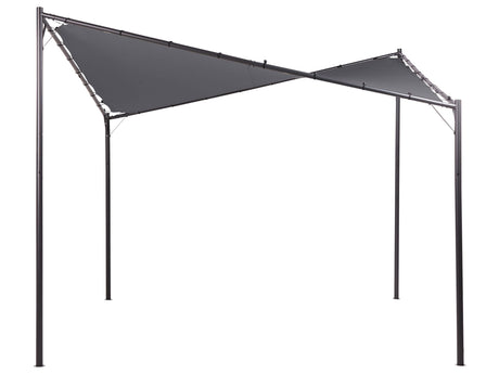Pergola Dark Grey Polyester Steel 300 x 300 cm Fabric Shade Metal Frame Garden Pavilion Beliani