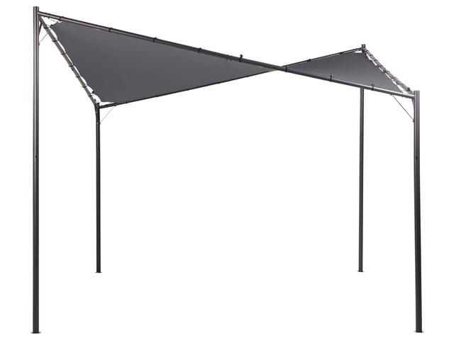 Pergola Dark Grey Polyester Steel 300 x 300 cm Fabric Shade Metal Frame Garden Pavilion Beliani