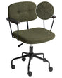 Office Chair Dark Green Boucle Swivel Adjustable Height with Armrests Home Office Study Traditional Beliani