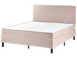 Divan Bed Beige Polyester Upholstery EU King Size 5ft3 with Headboard Pocket Spring Mattress Bedroom Beliani