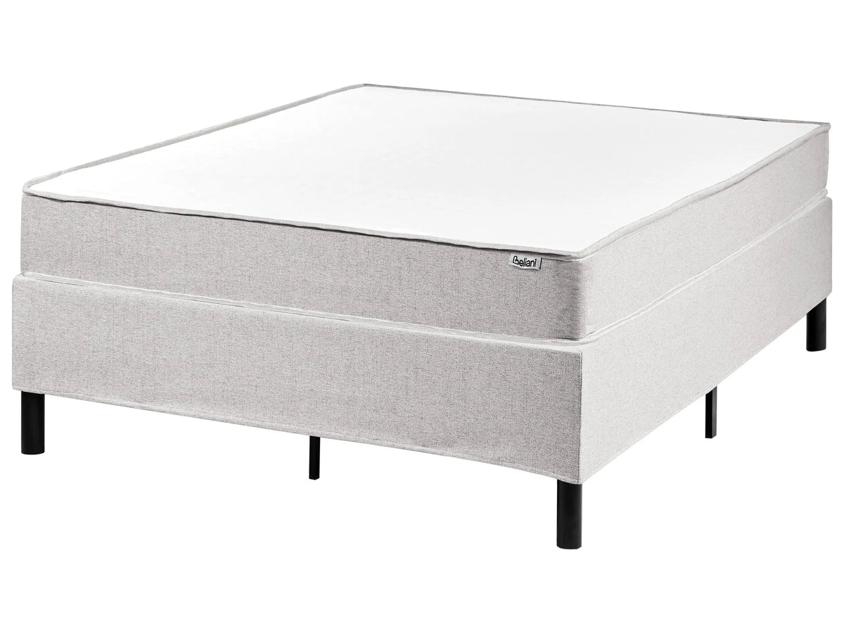 Divan Bed Light Grey Polyester Upholstery EU Small Double Size 4ft without Headboard Pocket Spring Mattress Bedroom Beliani