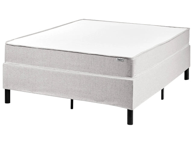 Divan Bed Light Grey Polyester Upholstery EU Small Double Size 4ft without Headboard Pocket Spring Mattress Bedroom Beliani