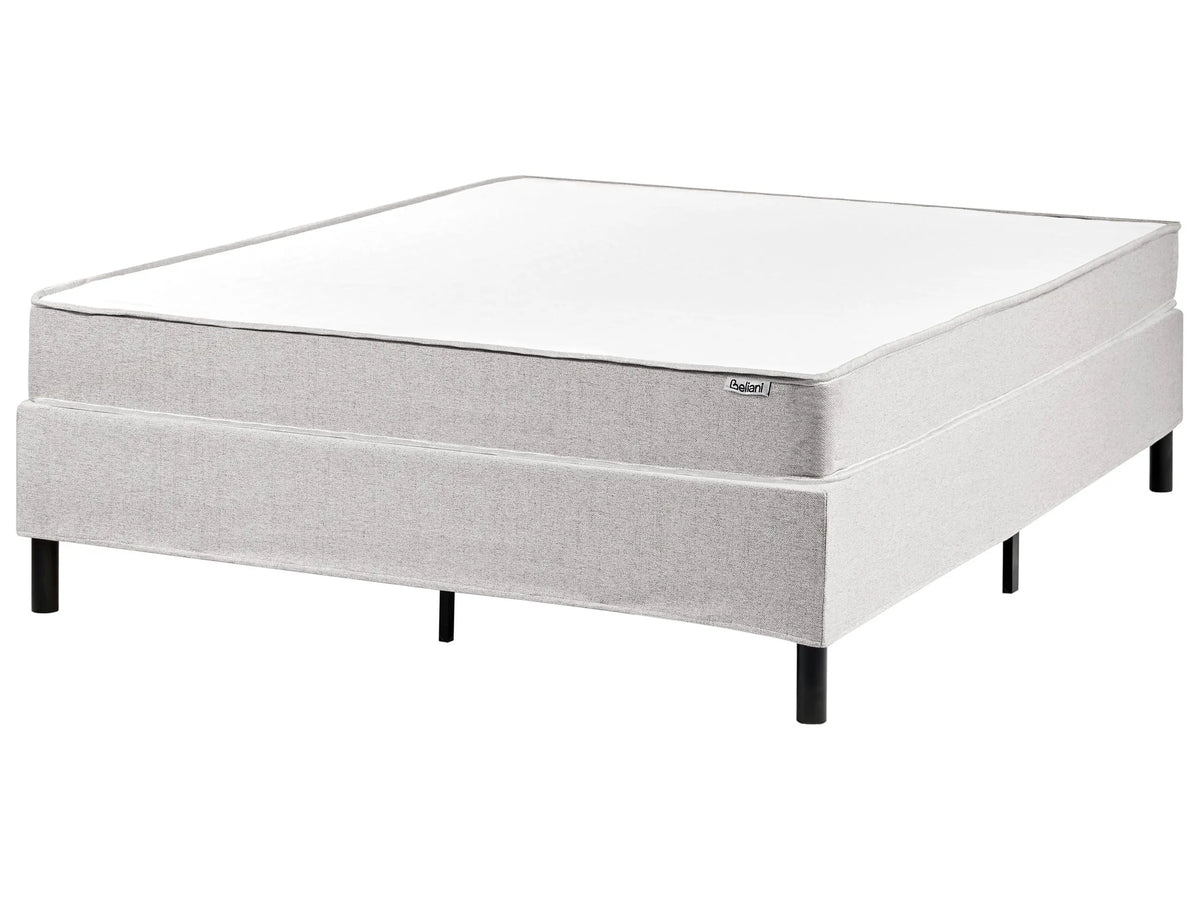 Divan Bed Light Grey Polyester Upholstery EU Double Size 4ft6 without Headboard Pocket Spring Mattress Bedroom Beliani