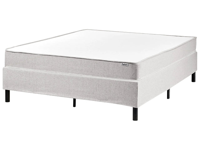 Divan Bed Light Grey Polyester Upholstery EU Double Size 4ft6 without Headboard Pocket Spring Mattress Bedroom Beliani