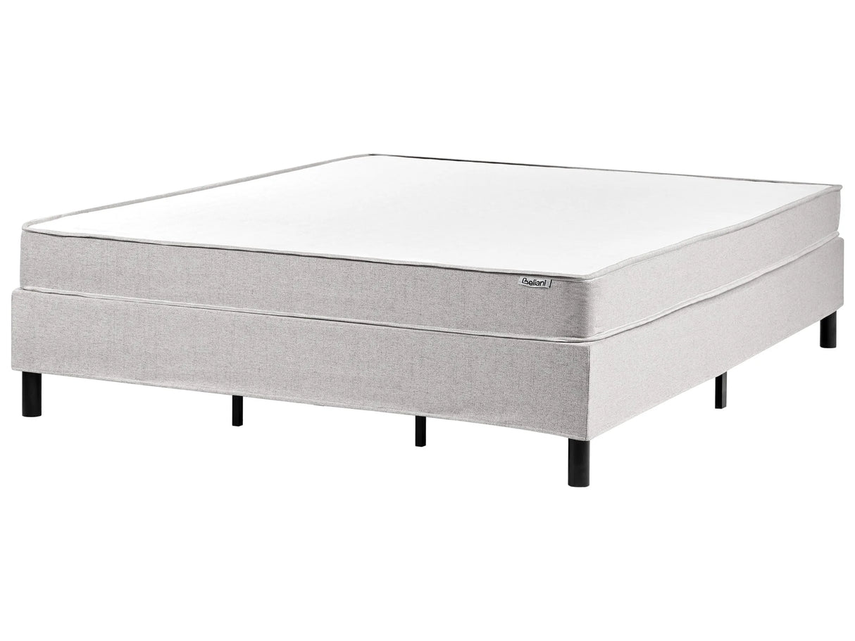 Divan Bed Light Grey Polyester Upholstery EU King Size 6ft without Headboard Pocket Spring Mattress Bedroom Beliani