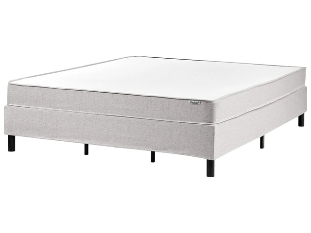 Divan Bed Light Grey Polyester Upholstery EU King Size 6ft without Headboard Pocket Spring Mattress Bedroom Beliani