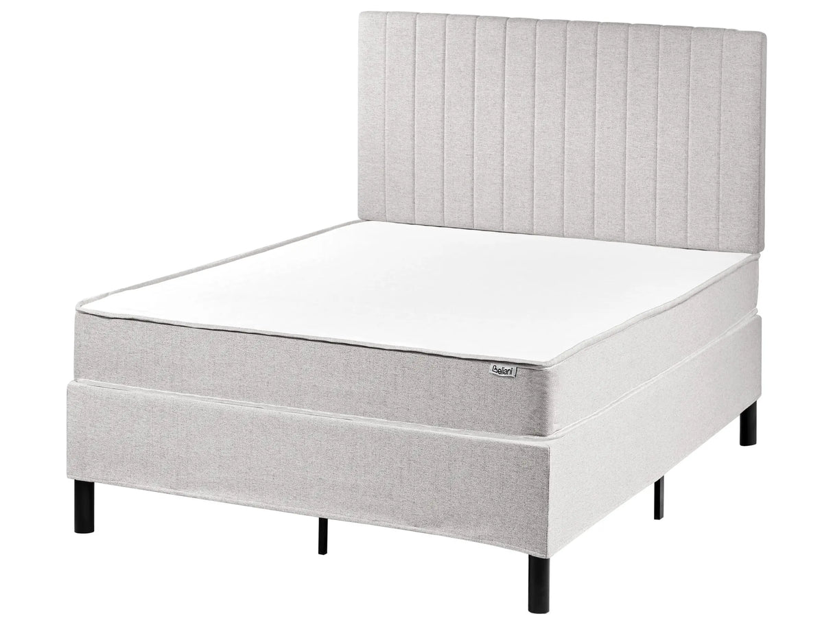 Divan Bed Light Grey Polyester Upholstery EU Small Double Size 4ft with Headboard Pocket Spring Mattress Bedroom Beliani