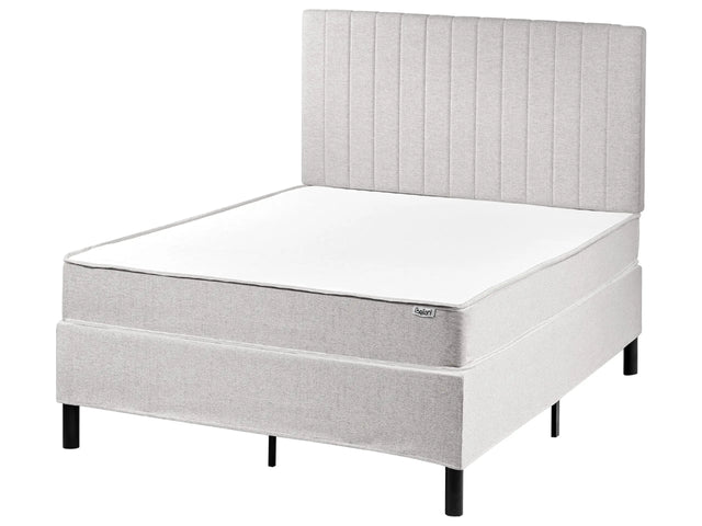 Divan Bed Light Grey Polyester Upholstery EU Small Double Size 4ft with Headboard Pocket Spring Mattress Bedroom Beliani