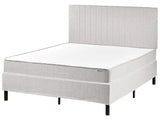 Divan Bed Light Grey Polyester Upholstery EU Double Size 4ft6 with Headboard Pocket Spring Mattress Bedroom Beliani